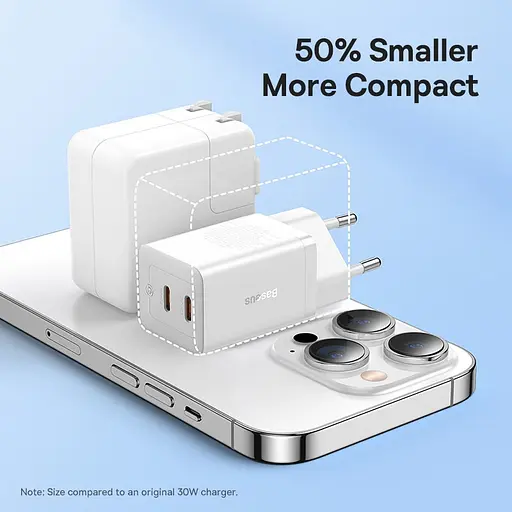 МЗП Baseus GaN5 Pro OS + Type-C to Type-C 40W (CCGP18010) White - фото 4