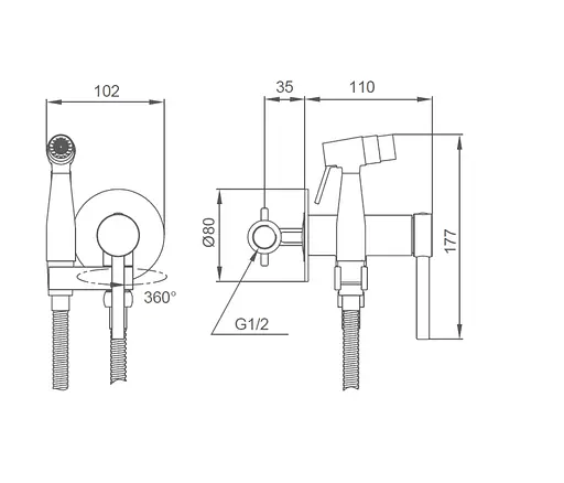 Гігієнічний душ Gappo прихованого монтажу чорний G7206-6, Чорний матовий - фото 4