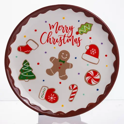 Новогодняя тарелка из фарфора Merry Christmas тарелка на рождество Ø21 см тарелки рождественские Yiwu CR-1-40