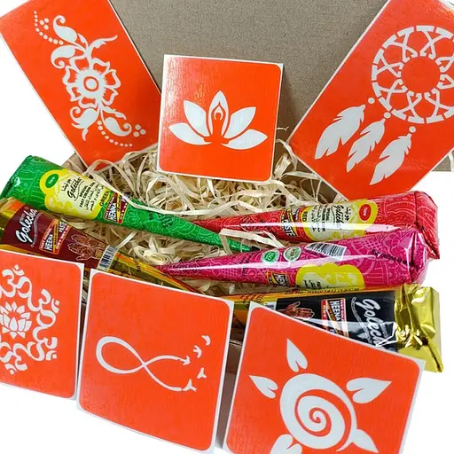 Набір кольорової хни з трафаретами для біо-тату №2 color-henna-set-02 - фото 3