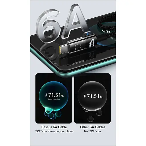 Кабель Baseus Gem Fast-Charging Data Cable USB to USB-C 100W 2m Cluster Black - фото 9