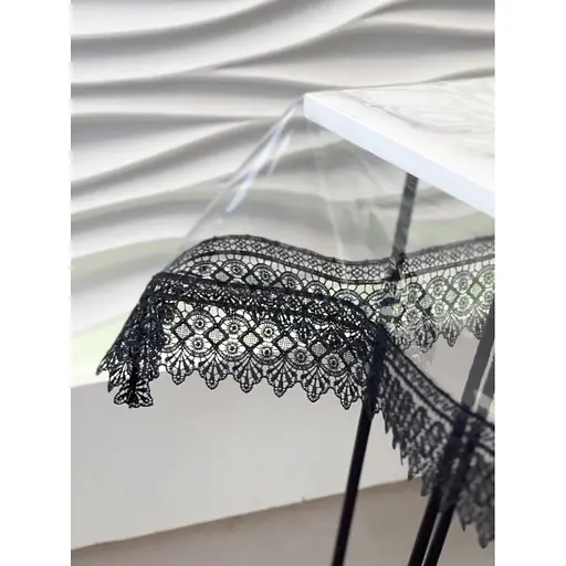 Силіконова скатертина з чорним мереживом 7 см 250х110 см