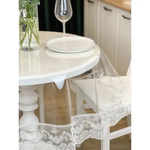 Силіконова скатертина з молочним мереживом Блюмарин 15 см 320х110 см