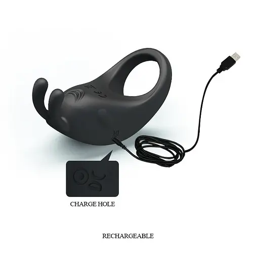 Эрекционное кольцо Pretty Love Rabbit Vibrator 7.5 см черный - фото 6