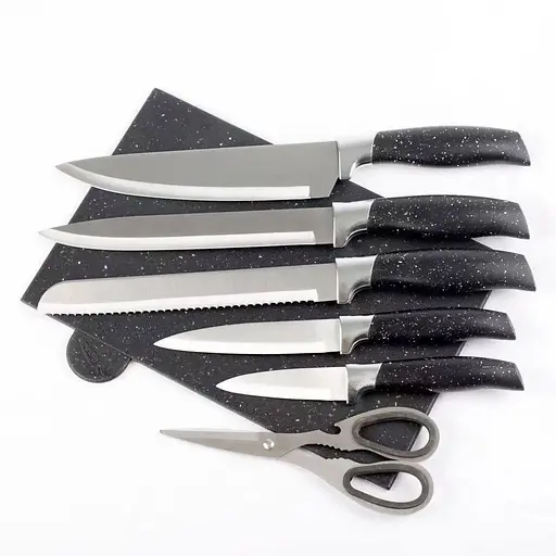 Набір ножів та дощечок Zepline ZP-043 з підставкою Чорний 11 предметів - фото 3