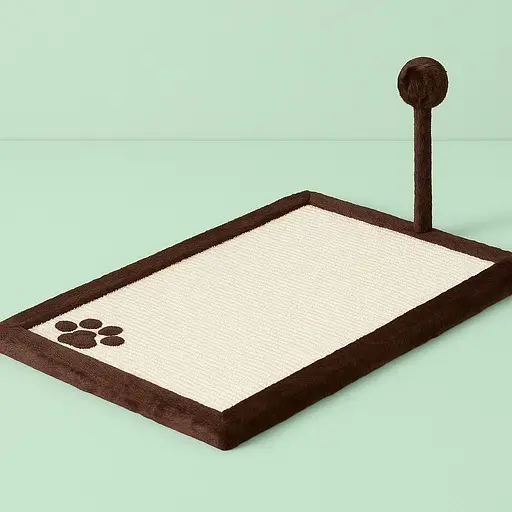 Дряпка-килимок Trixie для котів з м'ячиком на пружині сизаль/плюш коричнева 70х45 см [CD] - фото 2