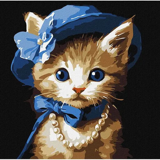Картина по номерам "Котик в капелюсі" ©art_selena_ua KHO6739, 30х30 см