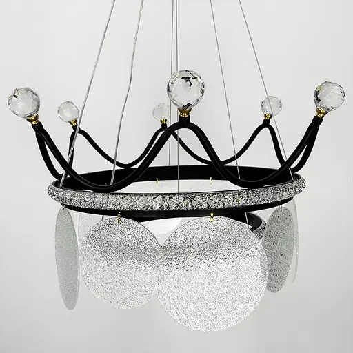 Підвісна чорна люстра у вигляді корони Ø 48 см | Арт. NO2-480 BK | Line F - фото 6