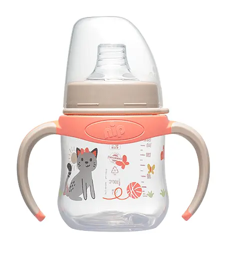 Бутылка поилка с широкой горловиной 150 мл. + мягкий носик Система "Actiflex" Девочка силикон Nip - фото 1