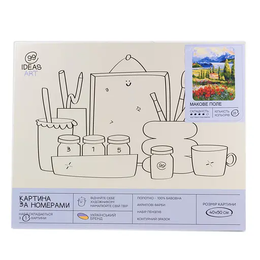 Набір для розпису по номерах "Макове поле" 40*50 см, IDEA2-GX45763, ТМ "99IDEAS" - фото 4