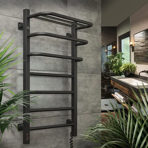 Электрический полотенцесушитель Navin Fortis 480x800 Sensor правая черный муар 12-228153-3680, Черный матовый, Правое, Электронный - фото 4