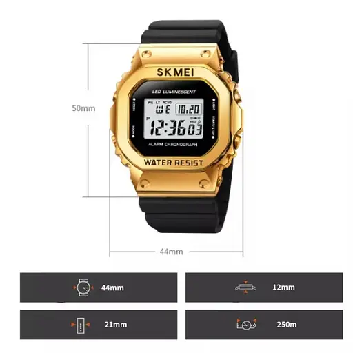 Чоловічий наручний спортивний годинник Skmei 1851 Золотистий - фото 7