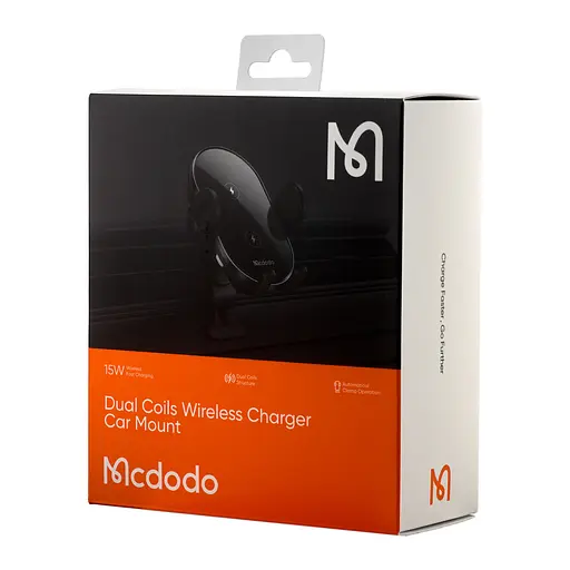 Холдер Mcdodo ZN Series Dual Coil Wirelss Charger Car Amount CH -1600 Чорний - фото 2