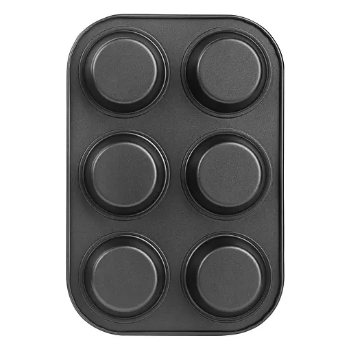 Форма для выпечки кексов, капкейков и маффинов на 6 ячеек с антипригарным покрытием 26.5х18.5х2.8 см, A-plus Черный 83128 - фото 9