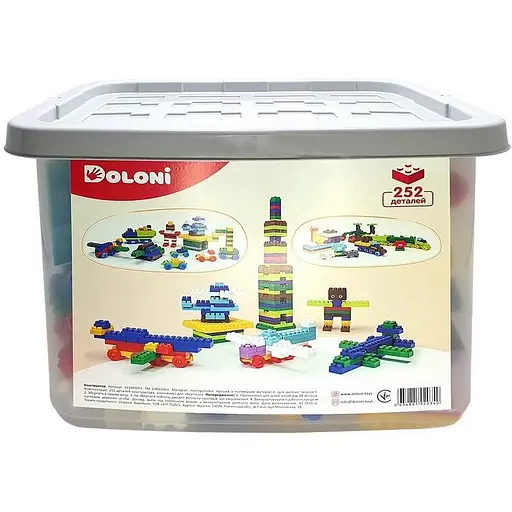 Детский блочный конструктор Doloni 013999/03 в пластиковом боксе 252 детали - фото 1