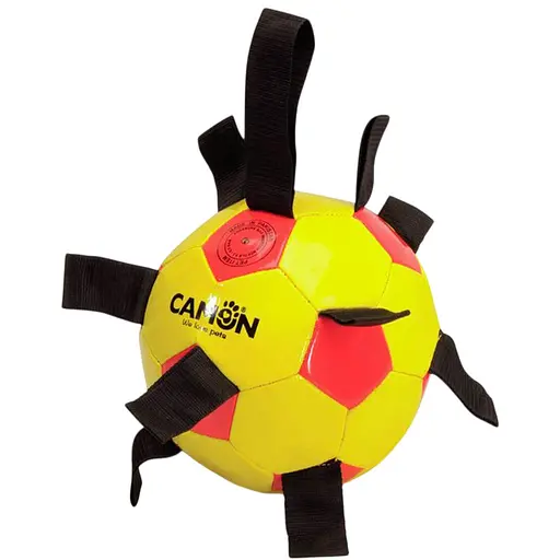 Іграшка для собак Camon м'яч футбольний розмір 5 жовтий з червоним 21 см