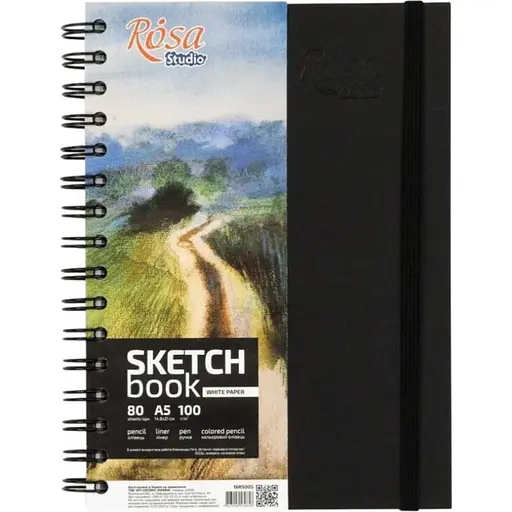Блокнот на спіралі Rosa Studio A5 (14.8х21см) 100г/м2 80л чорний - фото 1