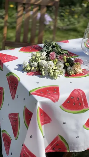 Водоотталкивающая Скатерть Принт Арбузы 220х140 см (+ 4 салфетки 30х40) - фото 10