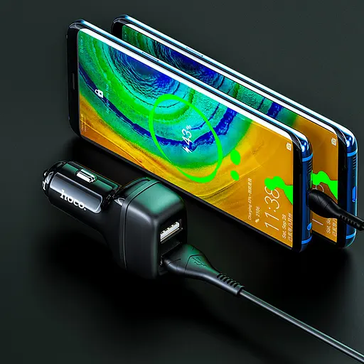 Адаптер автомобильный HOCO Micro USB Cable Leader Z36 черный - фото 4