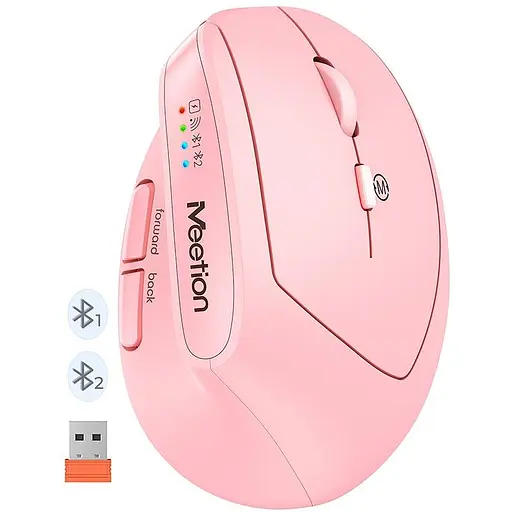 Миша MEETION 2.4 G+Bluetooth Office Vertical Mouse BTM008 |800-1200-1600-2400dpi, 400h, Type-C charging| - фото 1