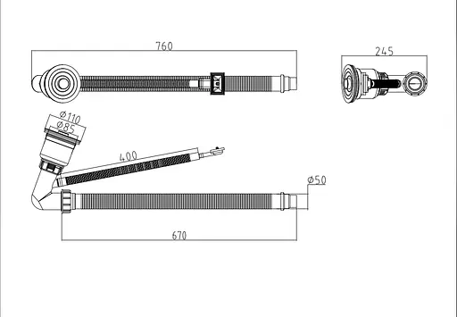 Золотий сифон для мийки на кухню з нержавійки з переливом - фото 6