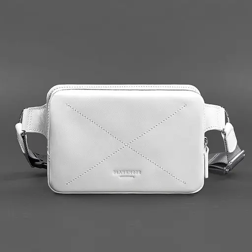 Шкіряна жіноча поясна сумка Dropbag Mini біла - фото 8