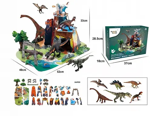 3D пазлы Dinosaur Scene Puzzle, 36 элементов, 6 динозавров, 99888-12 E