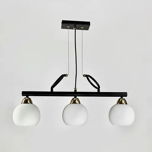 Видовжена люстра Лофт на 3 білих плафони | Арт. YQ307/3 AB+BK+WT | Line F - фото 3