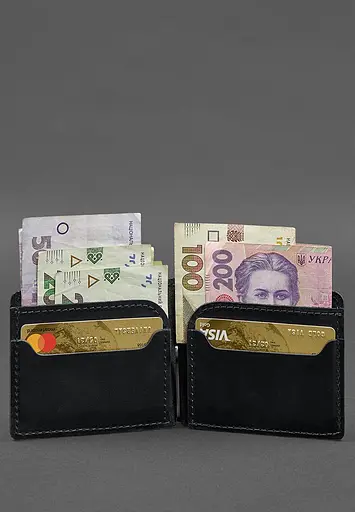 Кожаный портмоне 13.0 зажим Черный Crazy Horse - фото 3