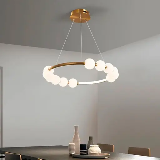 Люстра Nordic Pearl з плафонами-перлинками на 3 режими 60 см Line F Арт. SG33-600 AB - фото 1