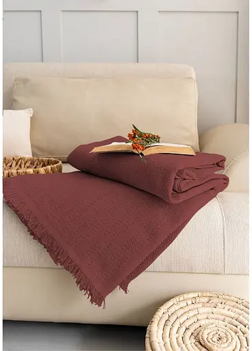 Плед-покривало Cotton SARRA бавовна бордовий євро 200х230 см TC303376075 - фото 2