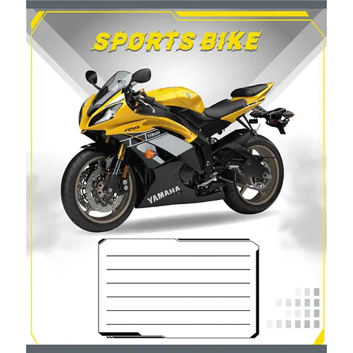 Зошит учнівський "Спортбайк" Leader 012-500196K-2 в клітинку, 12 аркушів - фото 1