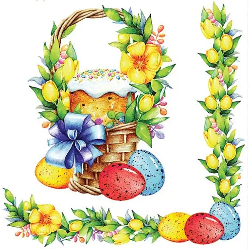 Серветки паперові Silken пасхальні Вбраний кошик 33 x 33 см 12 шт. - фото 1