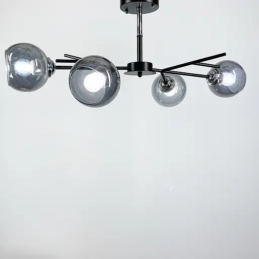 Люстра в черном корпусе на 4 лампы Line.F Цвет плафона Белый - фото 7