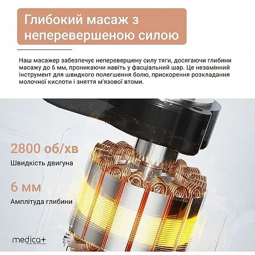 Перкусійний ручний масажер для тіла і м'язів Medica+ MassHand Pro 4.0 black  - фото 6