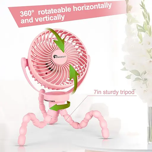 Вентилятор для коляски Octopus 3 скорости 5000 мАч USB - фото 3