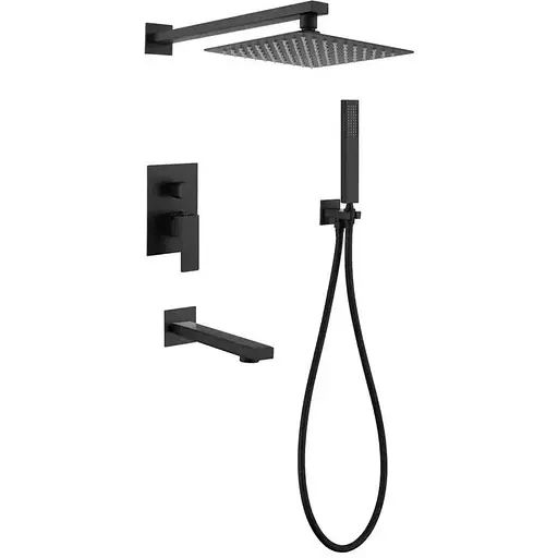 Душова система прихованого монтажу Mixxus KUB-009 Inner Black MI5946, Чорний матовий - фото 1