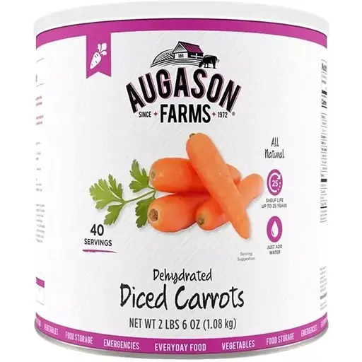Морковь нарезанная сублимированная Augason Farms с большим сроком годности 25 лет 216 порций