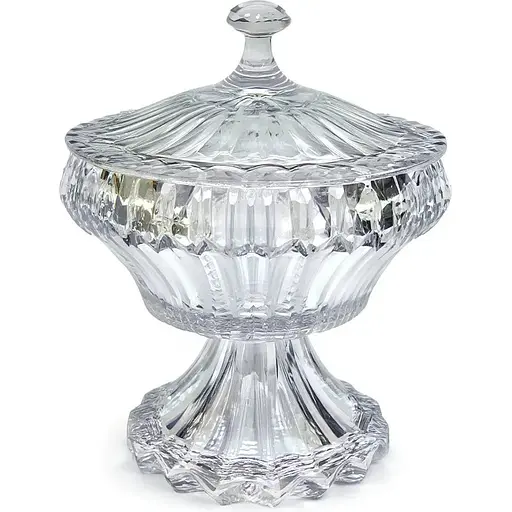 Конфета Yiwu на ножке из толстого стекла 17 см с крышкой HP-19-140RB - фото 1