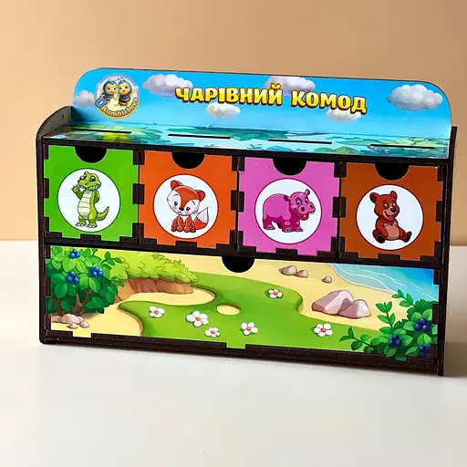 Настільна гра Ubumblebees Тварини PSD011 сортер-комодик дерев'яна - фото 2