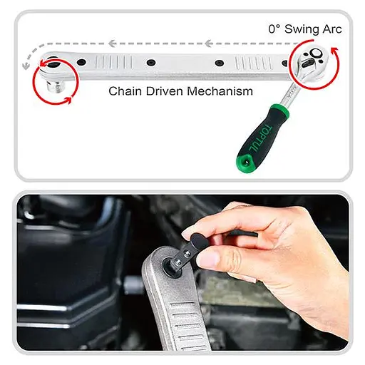 Подовжувач-редуктор для роботи в обмеженому просторі 3/8x1/4, 3/8x3/8 з адаптерами Toptul hoz0014638 - фото 3