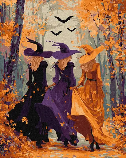 Набір для розпису по номерах "Три відьми у лісі" Ideyka 40х50см КНО8691