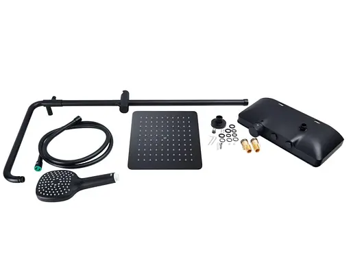 Душевая система универсальная Qtap Sloup Black Matt термостатическая с полкой QTSL57T105VNKBB - фото 8