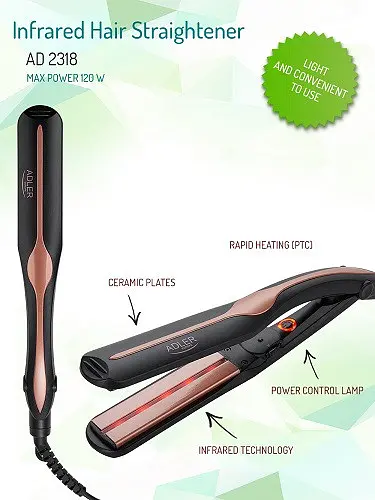 Інфрачервоний випрямляч, праска для волосся Adler AD 2318 - фото 4