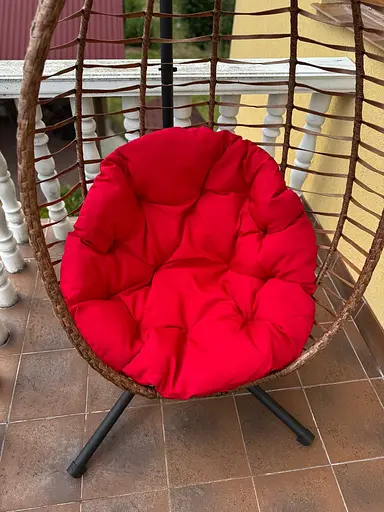 Підвісне садове крісло гойдалка Gordon кокон / гніздо SAN VITO з м'якою червоною подушкою Коричневий - фото 9
