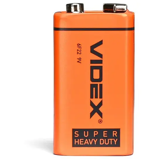 Крона солевая (6F22), Videx, 1 шт, 9V, Shrink - фото 1