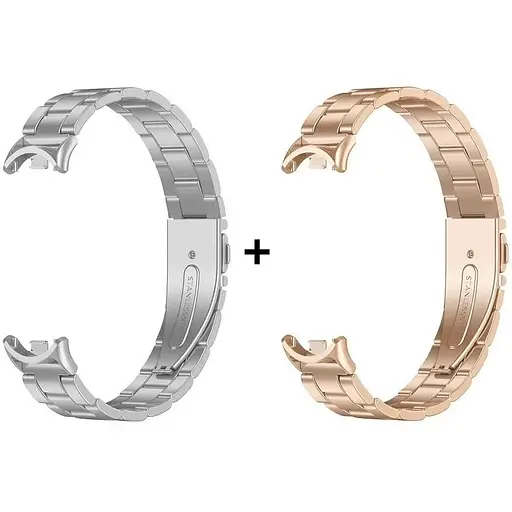 Комплект ремінці Tamister для фітнес-браслета Xiaomi Mi Band 8 та 9 Bead design Silver-Rose gold