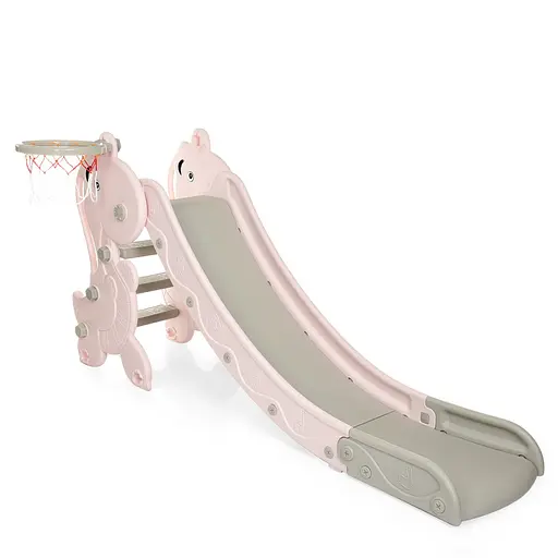 Дитяча гірка BAMBI YG2020-2-1-8 з баскетбольним кільцем, ш79-г175-в89см, рожева