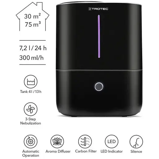 Увлажнитель воздуха ультразвуковой Trotec B 2 E Black (1160000051) - фото 7
