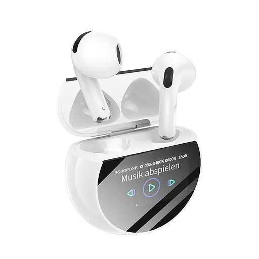 Бездротові навушники BOROFONE BW87 Mist true wireless BT headset with touch screen White - фото 4